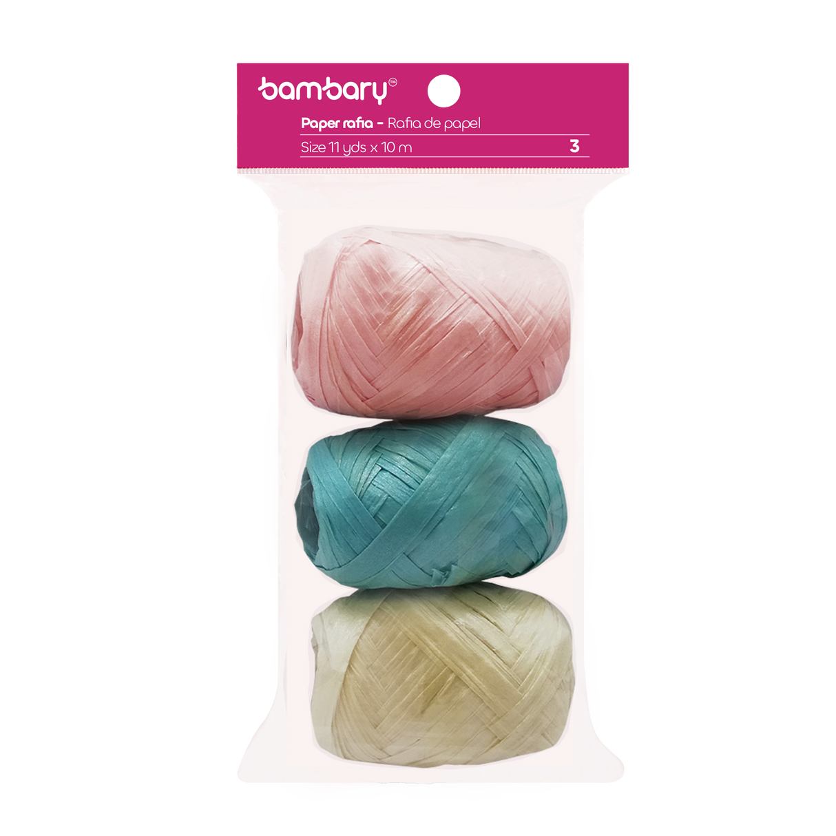 Paper Raffia 3,5 cm x 10 m Bag x 3 Unt Multicolor Sets