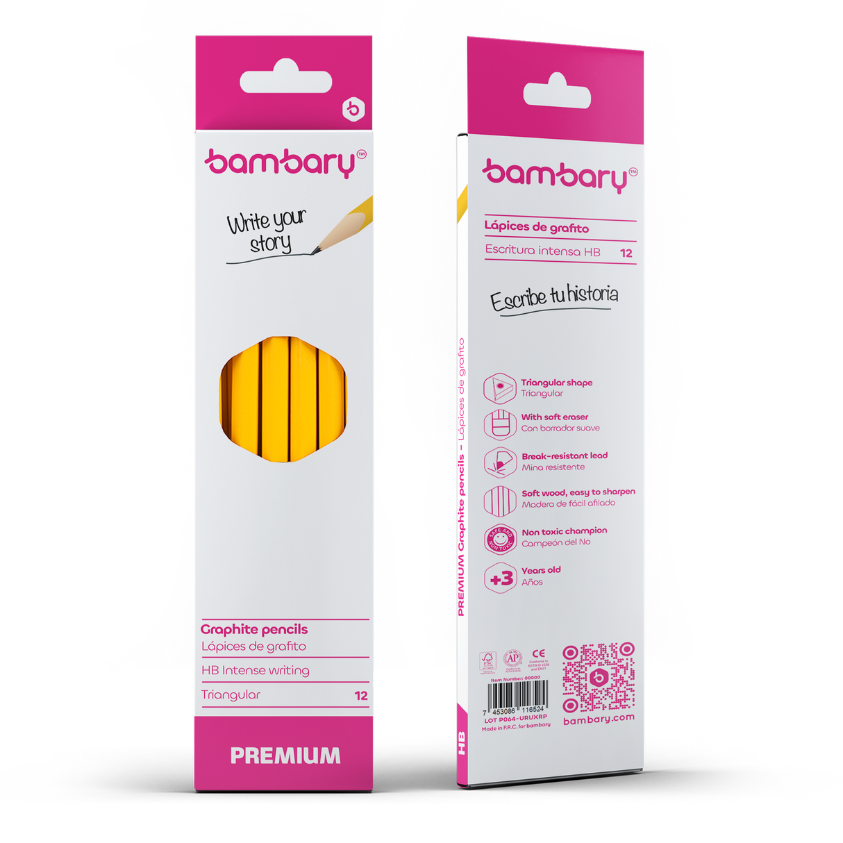 Triangular Graphite Pencils 7" X2.20 mm HB Box 12 unt