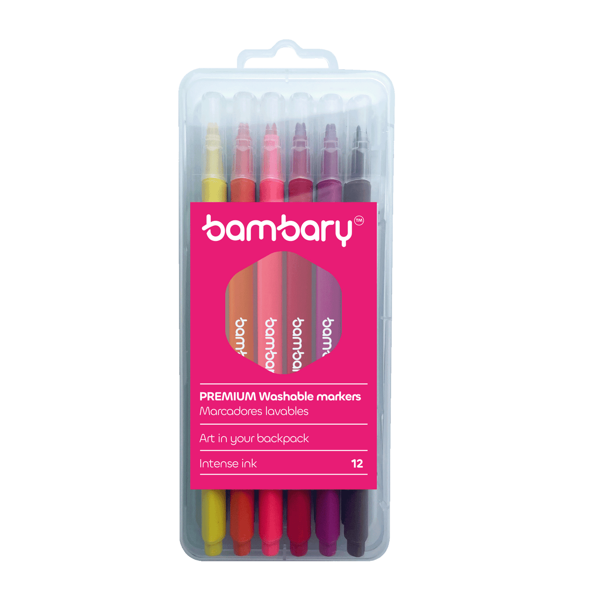 Triangular Washable Marker Fine Tip 166X9.4X2.5 mm Plastic Case 12 unt