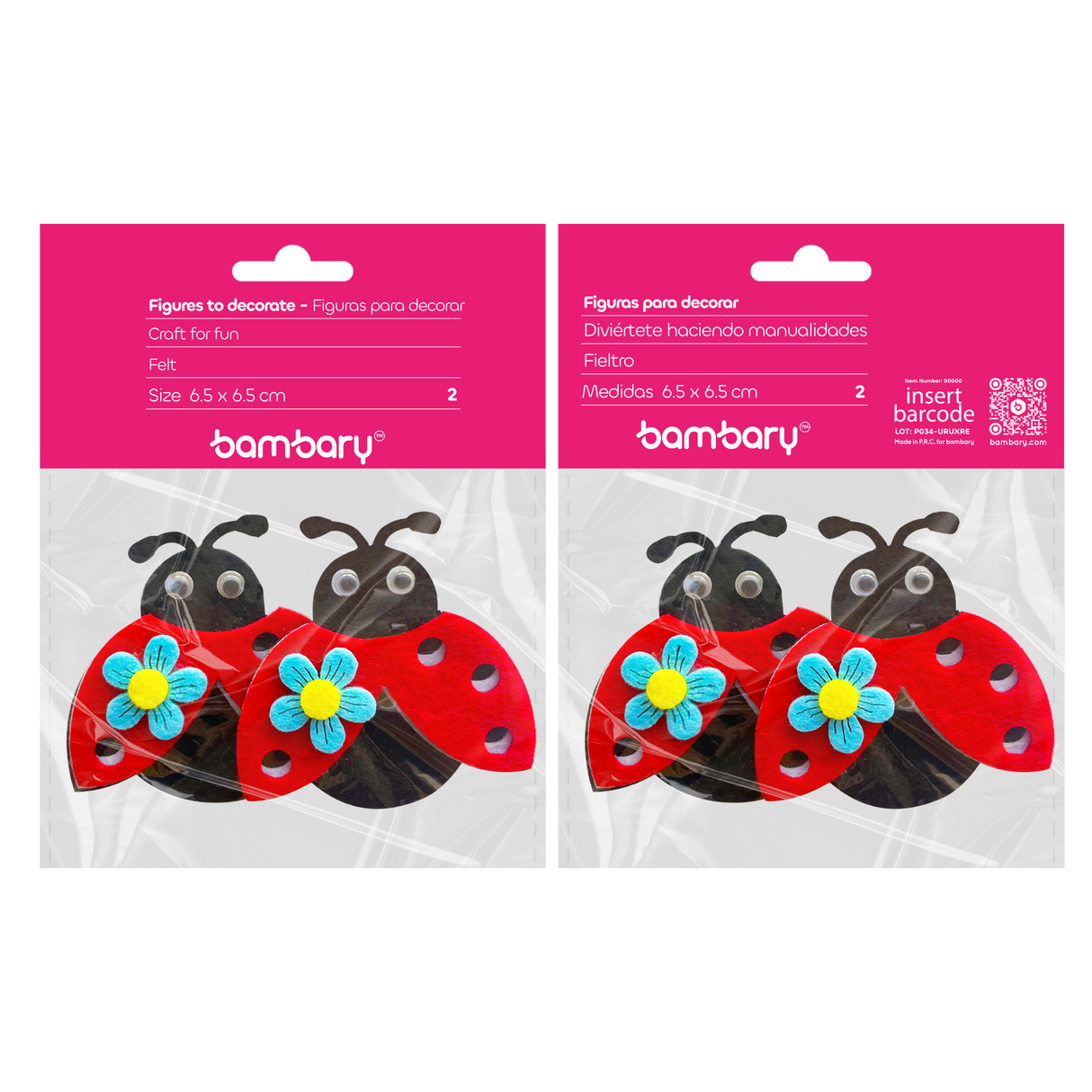 Felt figures - Ladybirds - 2 pcs