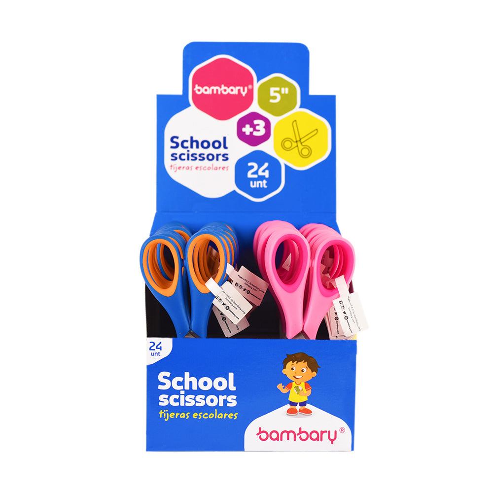 Scissor Roud Tip 5" PVC Handle Box 24 unt - Bambary