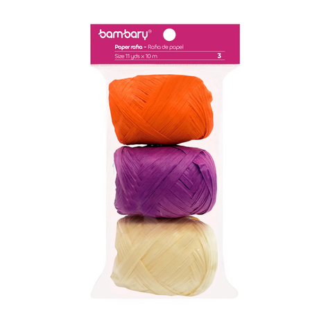 Paper Raffia 3,5 cm x 10 m Bag x 3 Unt Multicolor Sets
