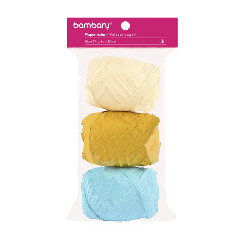 Paper Raffia 3,5 cm x 10 m Bag x 3 Unt Multicolor Sets