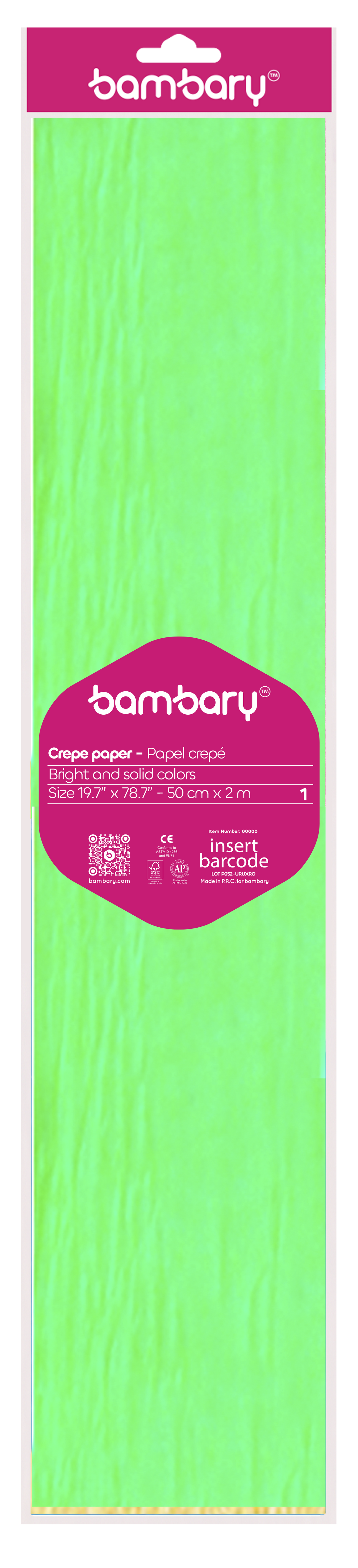 Fluorescent Crepe Paper  50 cm x 2 m Bag