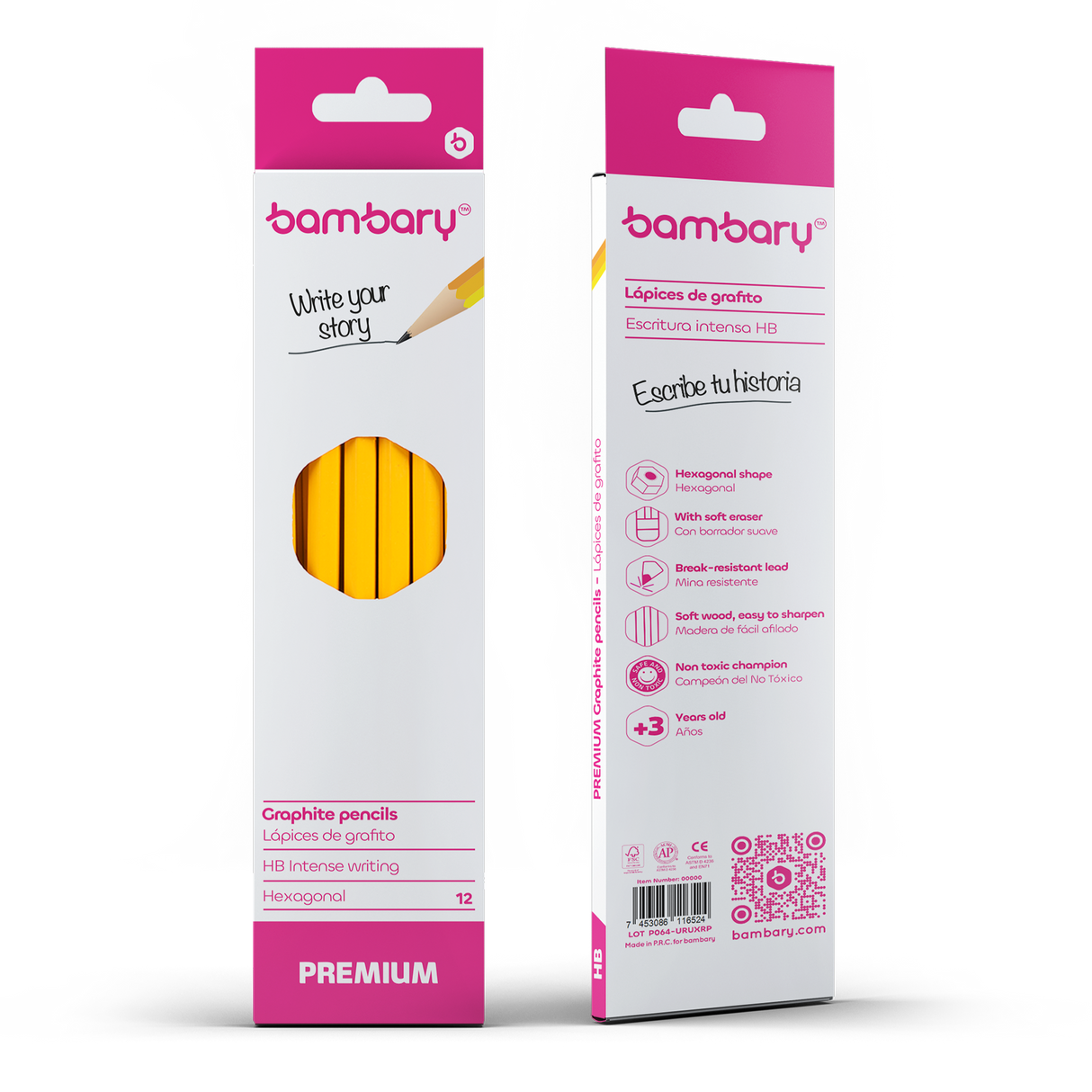 Hexagonal Graphite Pencils 7" x 2.20 mm HB Box 12 unt