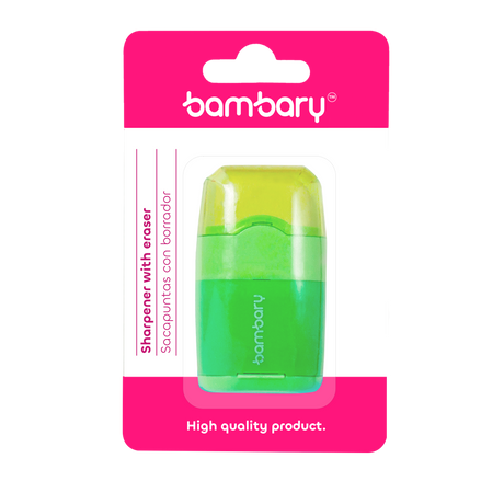 Plastic Sharpener 2 Holes With Deposit With White Eraser Bli 1 unt