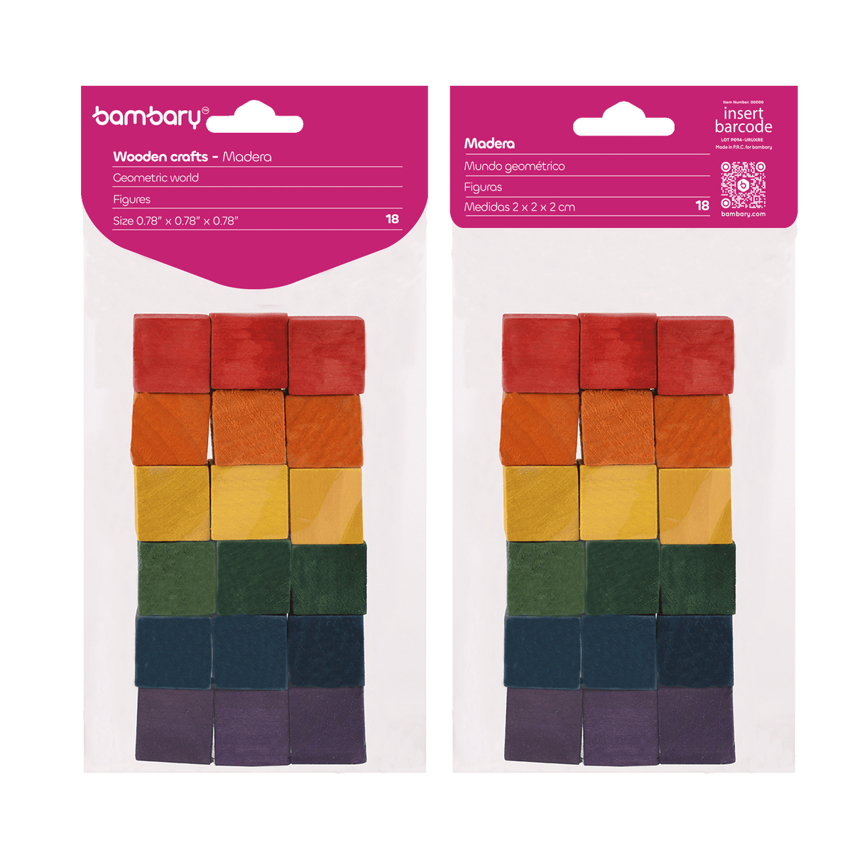 Wood Cubes 20 X 20 X 20 mm Bag 18 Unt