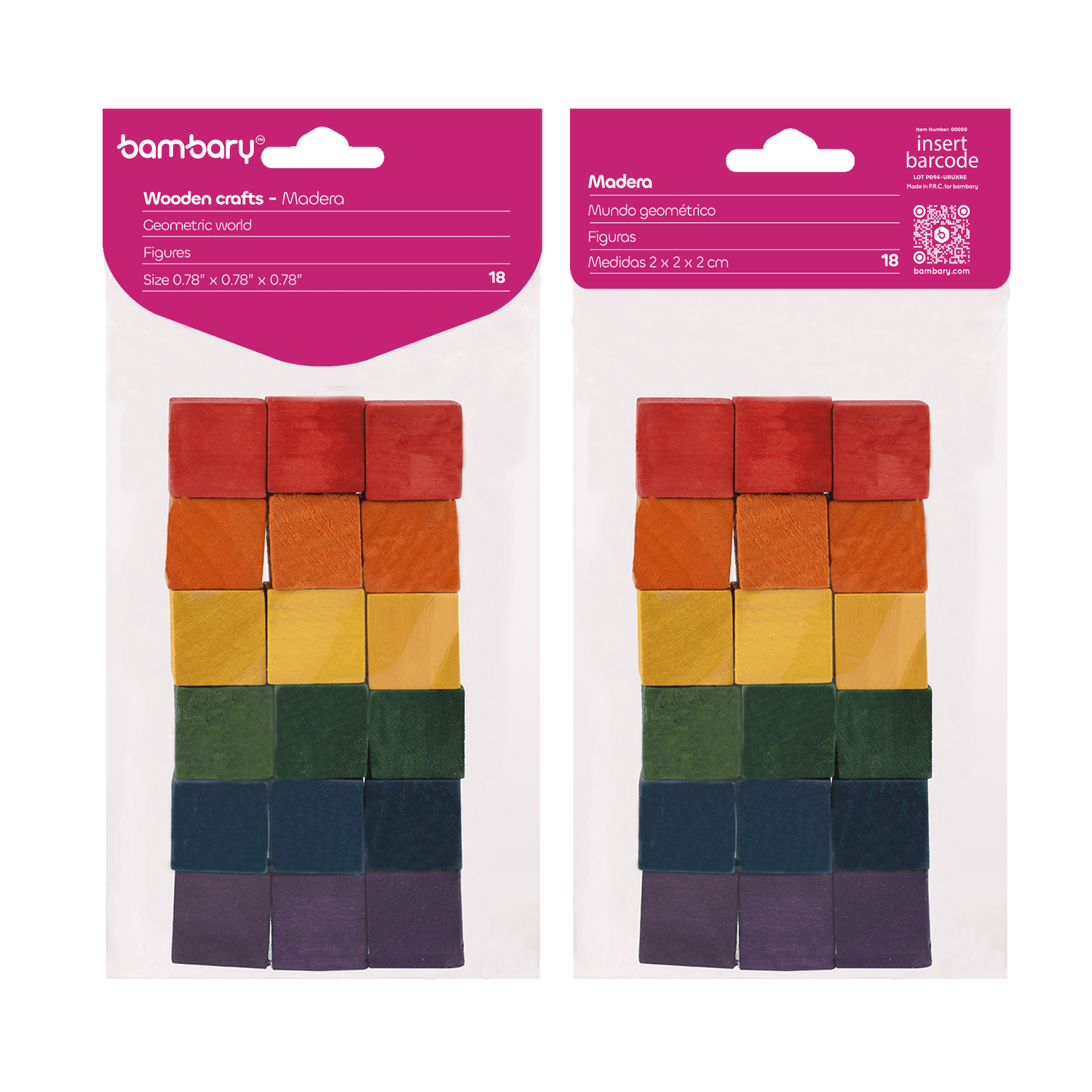 Wood Cubes 20 X 20 X 20 mm Bag 18 Unt